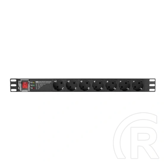 Lanberg Rackmount PDU (19", 1U, 7 aljzat, 2 m, Schuko, fekete)