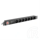Lanberg Rackmount PDU (19", 1U, 7 aljzat, 2 m, Schuko, fekete)