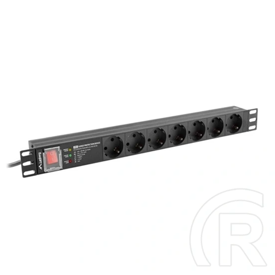 Lanberg Rackmount PDU (19", 1U, 7 aljzat, 2 m, Schuko, fekete)