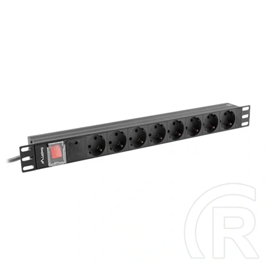 Lanberg Rackmount PDU (19", 1U, 8 aljzat, 2 m, 16A, Schuko, fekete)