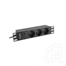 Lanberg Rackmount elosztó (10", 1U, 3 aljzat, 2 m, Schuko, C14, 10 A, fekete)