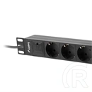 Lanberg Rackmount elosztó (10", 1U, 3 aljzat, 2 m, Schuko, C14, 10 A, fekete)