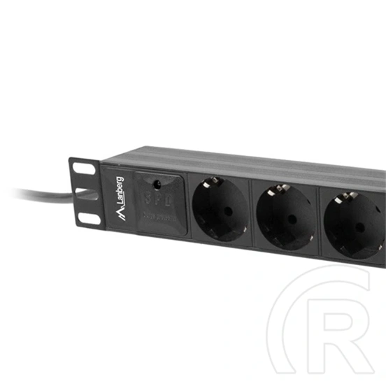 Lanberg Rackmount elosztó (10", 1U, 3 aljzat, 2 m, Schuko, C14, 10 A, fekete)