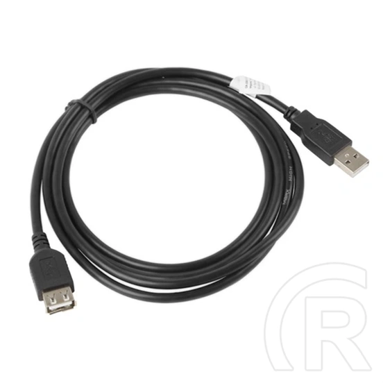 Lanberg USB-A (M/F) 2.0 adatkábel 1,8 m (fekete, 480 Mb/s, aranyozott csatlakozó, AWG 30)