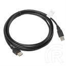 Lanberg USB-A (M/F) adatkábel 3 m (USB 2.0, 480 Mb/s, aranyozott csatlakozó, AWG 30, fekete)