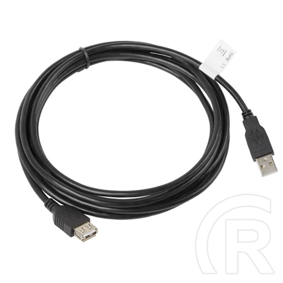 Lanberg USB-A (M/F) adatkábel 3 m (USB 2.0, 480 Mb/s, aranyozott csatlakozó, AWG 30, fekete)