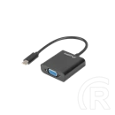 Lanberg USB-C->VGA adapter kábel (USB-C(M) - VGA(F), USB 3.1 gen1, RTL2169 chip, 15 cm, fekete)