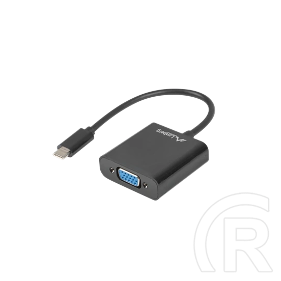 Lanberg USB-C->VGA adapter kábel (USB-C(M) - VGA(F), USB 3.1 gen1, RTL2169 chip, 15 cm, fekete)