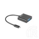 Lanberg USB-C->VGA adapter kábel (USB-C(M) - VGA(F), USB 3.1 gen1, RTL2169 chip, 15 cm, fekete)