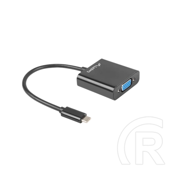 Lanberg USB-C->VGA adapter kábel (USB-C(M) - VGA(F), USB 3.1 gen1, RTL2169 chip, 15 cm, fekete)