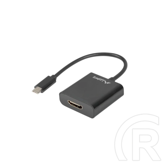Lanberg USB-C - HDMI adapter kábel 15 cm (USB-C (M) - HDMI (F), USB 3.1 Gen1, 1920x1200, 2,7 Gb/s, AG9310, fekete)
