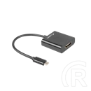 Lanberg USB-C - HDMI adapter kábel 15 cm (USB-C (M) - HDMI (F), USB 3.1 Gen1, 1920x1200, 2,7 Gb/s, AG9310, fekete)
