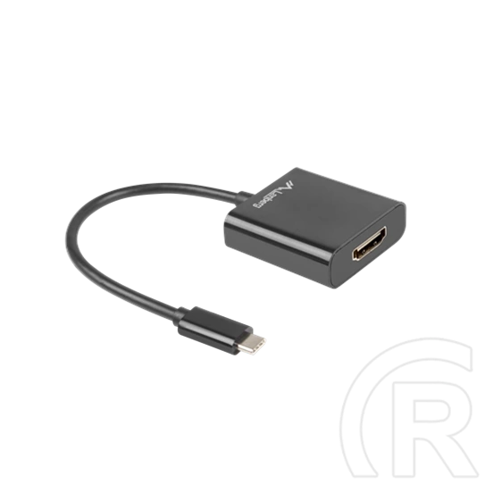 Lanberg USB-C - HDMI adapter kábel 15 cm (USB-C (M) - HDMI (F), USB 3.1 Gen1, 1920x1200, 2,7 Gb/s, AG9310, fekete)