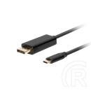 Lanberg USB-C (M)->DisplayPort (M) kábel 1,8 m (DisplayPort 1.2, 4K 60 Hz, 21,6 Gb/s, aranyozott csatlakozó, fekete)