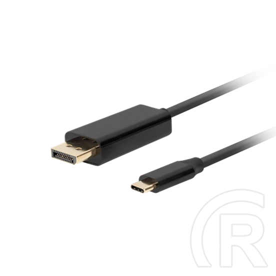 Lanberg USB-C (M)->DisplayPort (M) kábel 1,8 m (DisplayPort 1.2, 4K 60 Hz, 21,6 Gb/s, aranyozott csatlakozó, fekete)