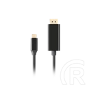 Lanberg USB-C (M)->DisplayPort (M) kábel 1,8 m (DisplayPort 1.2, 4K 60 Hz, 21,6 Gb/s, aranyozott csatlakozó, fekete)