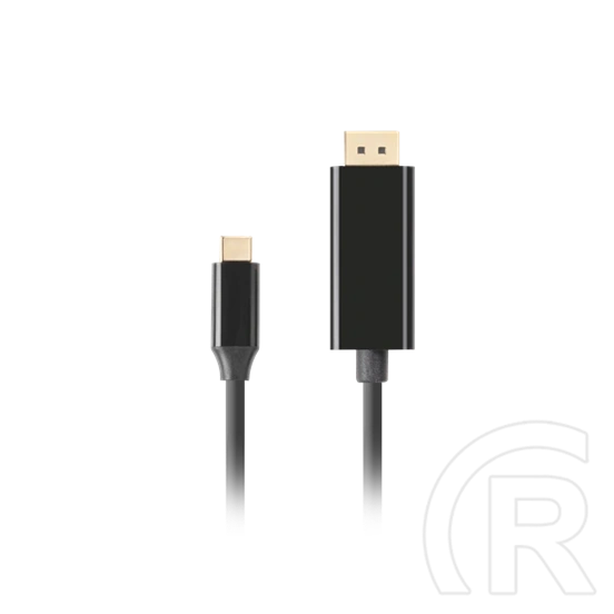 Lanberg USB-C (M)->DisplayPort (M) kábel 1,8 m (DisplayPort 1.2, 4K 60 Hz, 21,6 Gb/s, aranyozott csatlakozó, fekete)