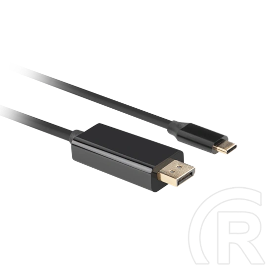 Lanberg USB-C (M)->DisplayPort (M) kábel 1,8 m (DisplayPort 1.2, 4K 60 Hz, 21,6 Gb/s, aranyozott csatlakozó, fekete)