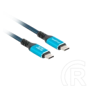 Lanberg USB-C (M/M) 4.0 kábel 2 m (240 W, 8K 60 Hz, 40 Gb/s, szövet fonat, fekete, kék)