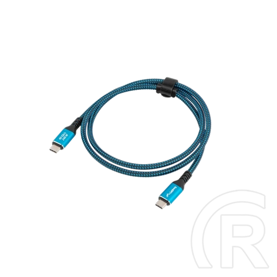 Lanberg USB-C (M/M) 4.0 kábel 2 m (240 W, 8K 60 Hz, 40 Gb/s, szövet fonat, fekete, kék)