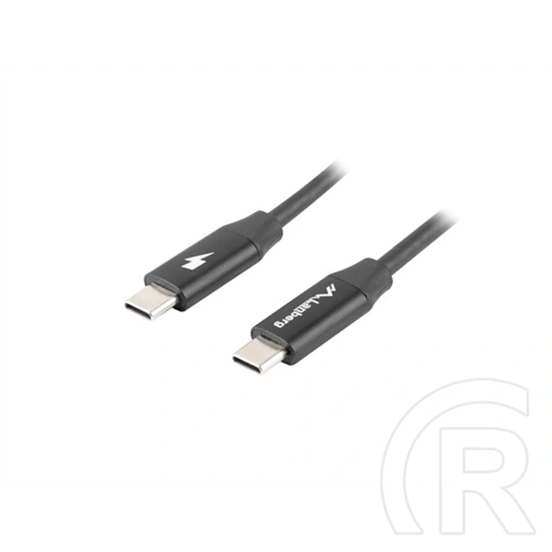 Lanberg USB-C adatkábel (USB-C M/M, USB 2.0, 1 m, 60 W, Quick Charge 4.0, 480 Mb/s, aranyozott csatl., fekete)