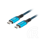 Lanberg USB-C kábel (M/M, 50 cm, USB 4.0, 240W, 8K 60 Hz, 40 Gb/s, szövet fonat, fekete-kék)