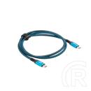 Lanberg USB-C kábel (M/M, 50 cm, USB 4.0, 240W, 8K 60 Hz, 40 Gb/s, szövet fonat, fekete-kék)