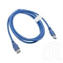 Lanberg USB kábel 1,8 m (USB-A M/F, USB 3.0, 5 Gbit/s, aranyozott csatlakozó, műanyag burkolat, kék)