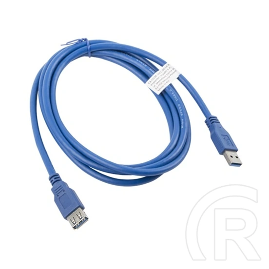 Lanberg USB kábel 1,8 m (USB-A M/F, USB 3.0, 5 Gbit/s, aranyozott csatlakozó, műanyag burkolat, kék)