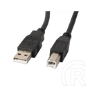 Lanberg USB kábel (USB-A -> USB-B, USB 2.0, 1 m, ferrit, aranyozott csatlakozó, fekete)
