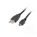 Lanberg USB mini (M) - USB-A (M) 1,8 m kábel (fekete, USB 2.0, ferrit, aranyozott csatlakozó, 30 AWG, 480 Mb/s)