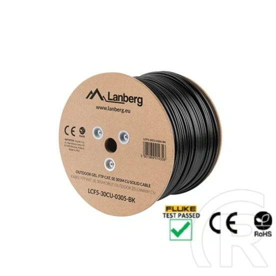 Lanberg UTP Cat5e kültéri telepítői kábel (305 m, AWG24, Fca, fekete)