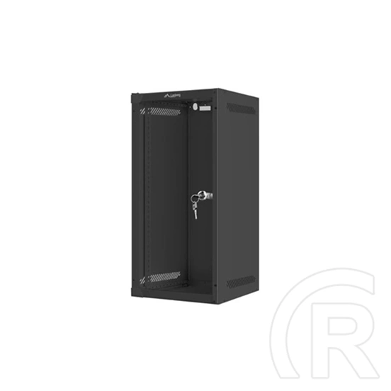 Lanberg fali rackszekrény (10", 12U, 310mm mély, üvegajtó, lapraszerelt, fekete)