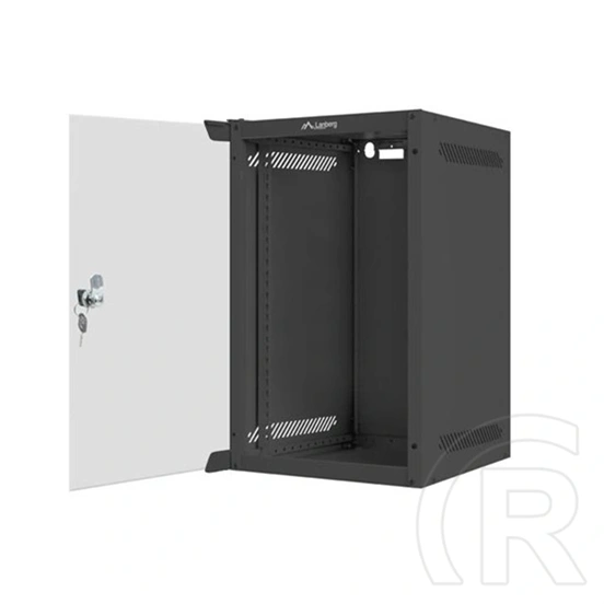 Lanberg fali rackszekrény (10", 9U, 280x310 mm, üvegajtó, lapraszerelt, fekete)