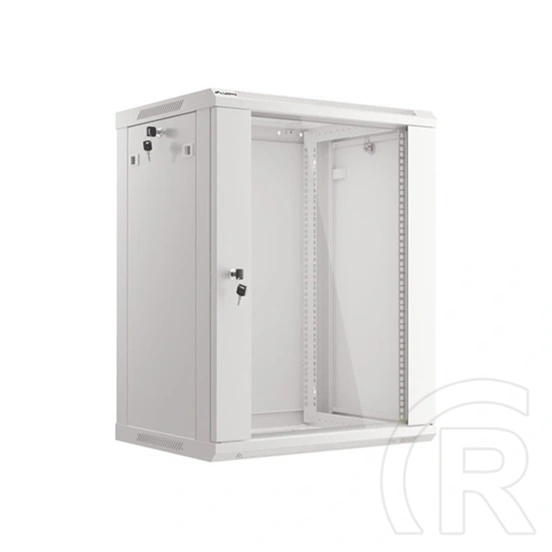 Lanberg fali rackszekrény 15U (19", 600x450 mm, edzett üvegajtó, lapraszerelt, szürke)