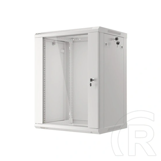 Lanberg fali rackszekrény 15U (19", 600x450 mm, edzett üvegajtó, lapraszerelt, szürke)