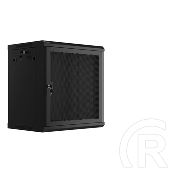 Lanberg fali rackszekrény (19", 12U, 600x450 mm, perforált ajtó, lapraszerelt, fekete)