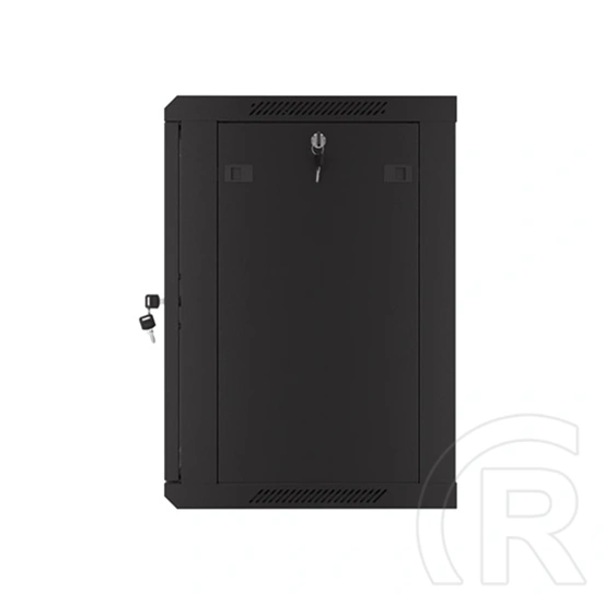 Lanberg fali rackszekrény (19", 12U, 600x450 mm, perforált ajtó, lapraszerelt, fekete)