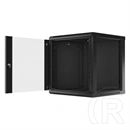 Lanberg fali rackszekrény (19", 12U, 600x600 mm, üvegajtó, lapraszerelt, fekete)