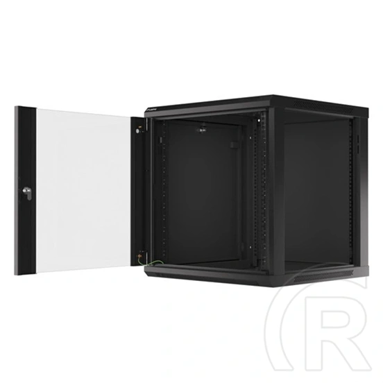 Lanberg fali rackszekrény (19", 12U, 600x600 mm, üvegajtó, lapraszerelt, fekete)