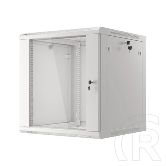 Lanberg fali rackszekrény (19", 12U, lapraszerelt, 600x600mm, edzett üveg ajtó, szürke)