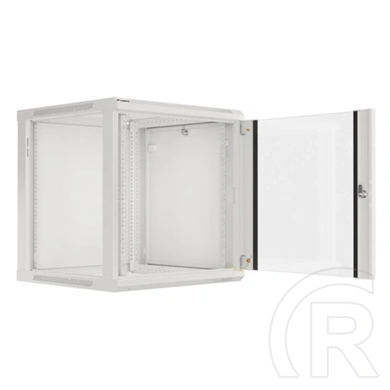 Lanberg fali rackszekrény (19", 12U, lapraszerelt, 600x600mm, edzett üveg ajtó, szürke)