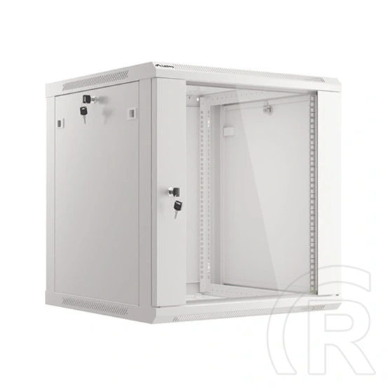 Lanberg fali rackszekrény (19", 12U, lapraszerelt, 600x600mm, edzett üveg ajtó, szürke)