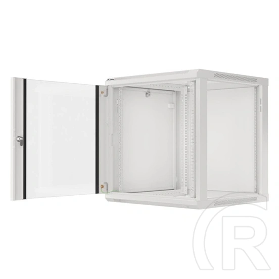 Lanberg fali rackszekrény (19", 12U, lapraszerelt, 600x600mm, edzett üveg ajtó, szürke)