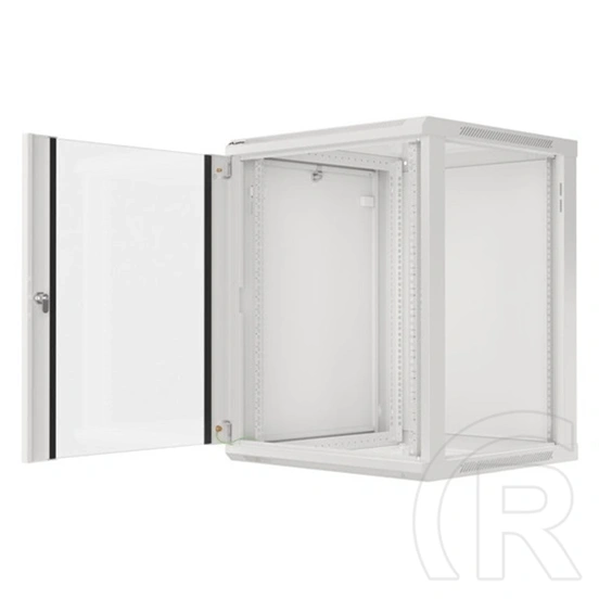 Lanberg fali rackszekrény (19", 15U, 600x600 mm, üvegajtó, lapraszerelt, szürke)