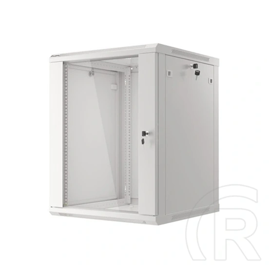 Lanberg fali rackszekrény (19", 15U, 600x600 mm, üvegajtó, lapraszerelt, szürke)