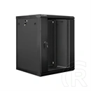 Lanberg fali rackszekrény (19", 15U, 600x600, üvegajtó, lapraszerelt, 600mm mély, fekete)