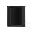 Lanberg fali rackszekrény (19", 15U, 600x600, üvegajtó, lapraszerelt, 600mm mély, fekete)