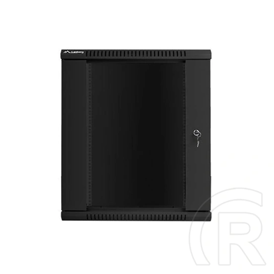 Lanberg fali rackszekrény (19", 15U, 600x600, üvegajtó, lapraszerelt, 600mm mély, fekete)