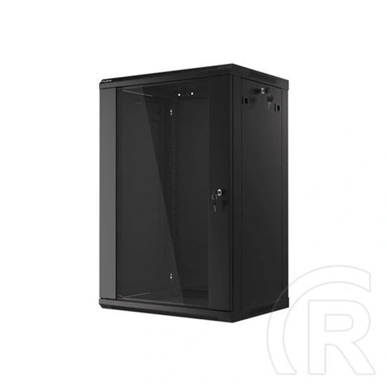 Lanberg fali rackszekrény (19", 18U, 600x450 mm, üvegajtó, lapraszerelt, fekete)